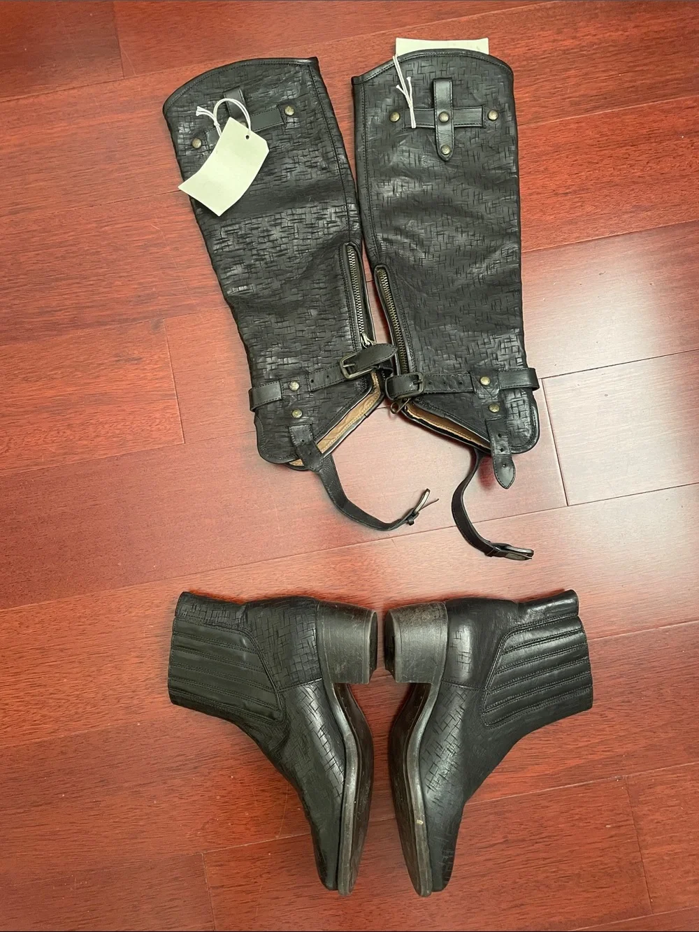 UGG Collection Cortona Weave Nero Black Italian Leather Convertible OTK Boots